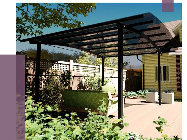 Навесы для террасы в Кольчугине от 12968 руб. под ключ | ПРОЛЁТ-Кль