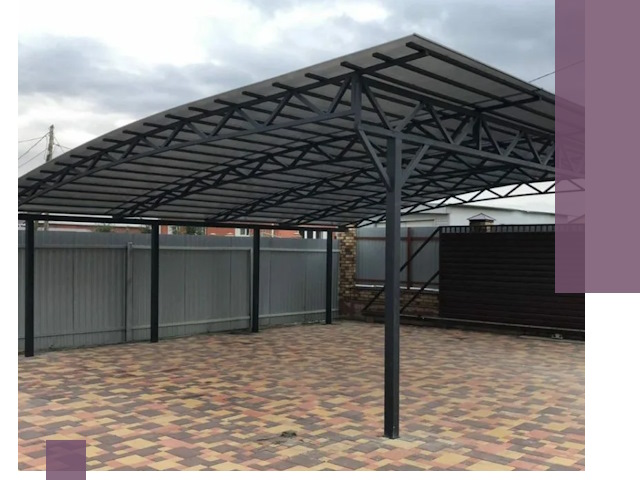 Металлические навесы под ключ в Кольчугине — изготовление и монтаж