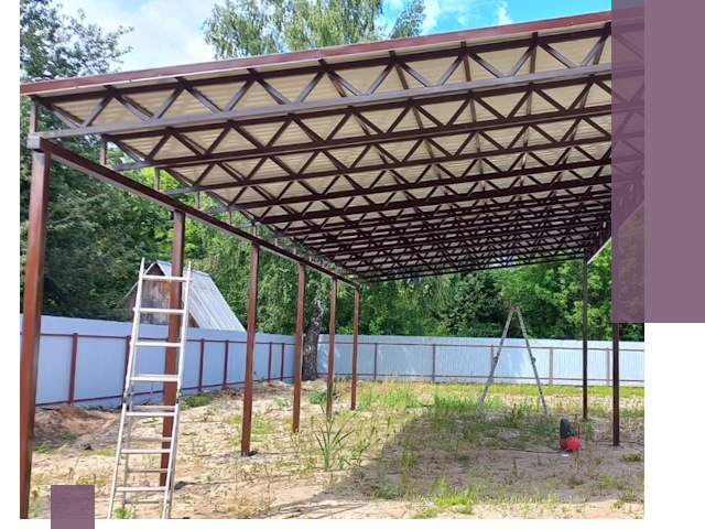 Односкатные навесы под ключ в Кольчугине — изготовление и монтаж