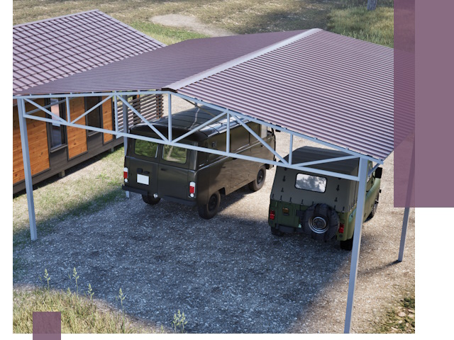 Двускатные навесы под ключ в Кольчугине — изготовление и монтаж